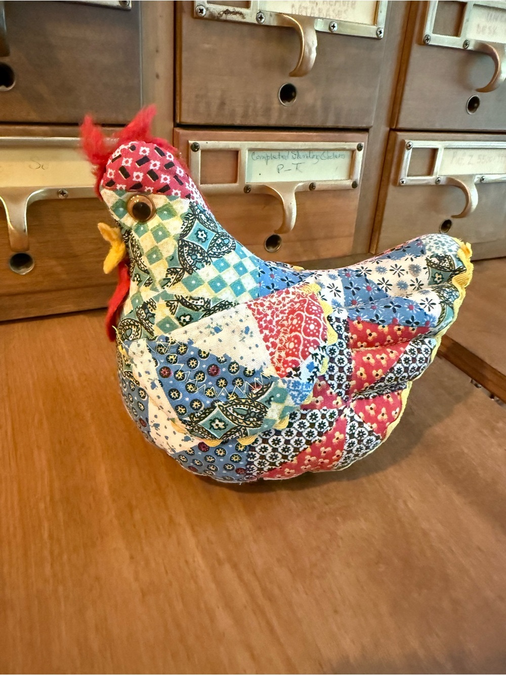 Charming Handmade Patchwork Chicken • Folk Art Hen